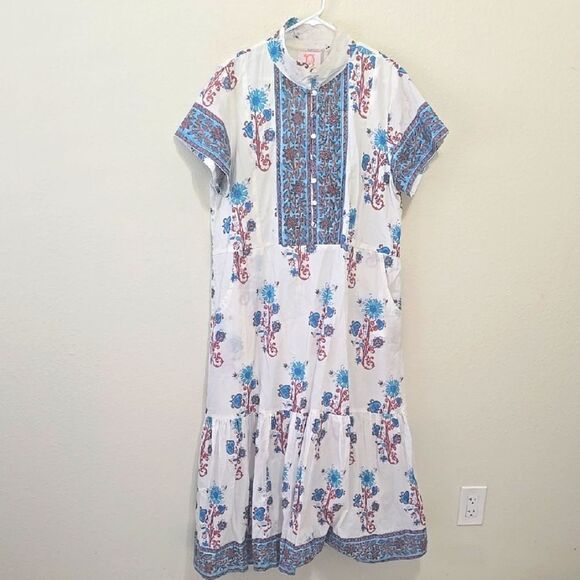 Victoria Dunn XL Floral Print Dress in Blue and Red - Picture 1 of 10